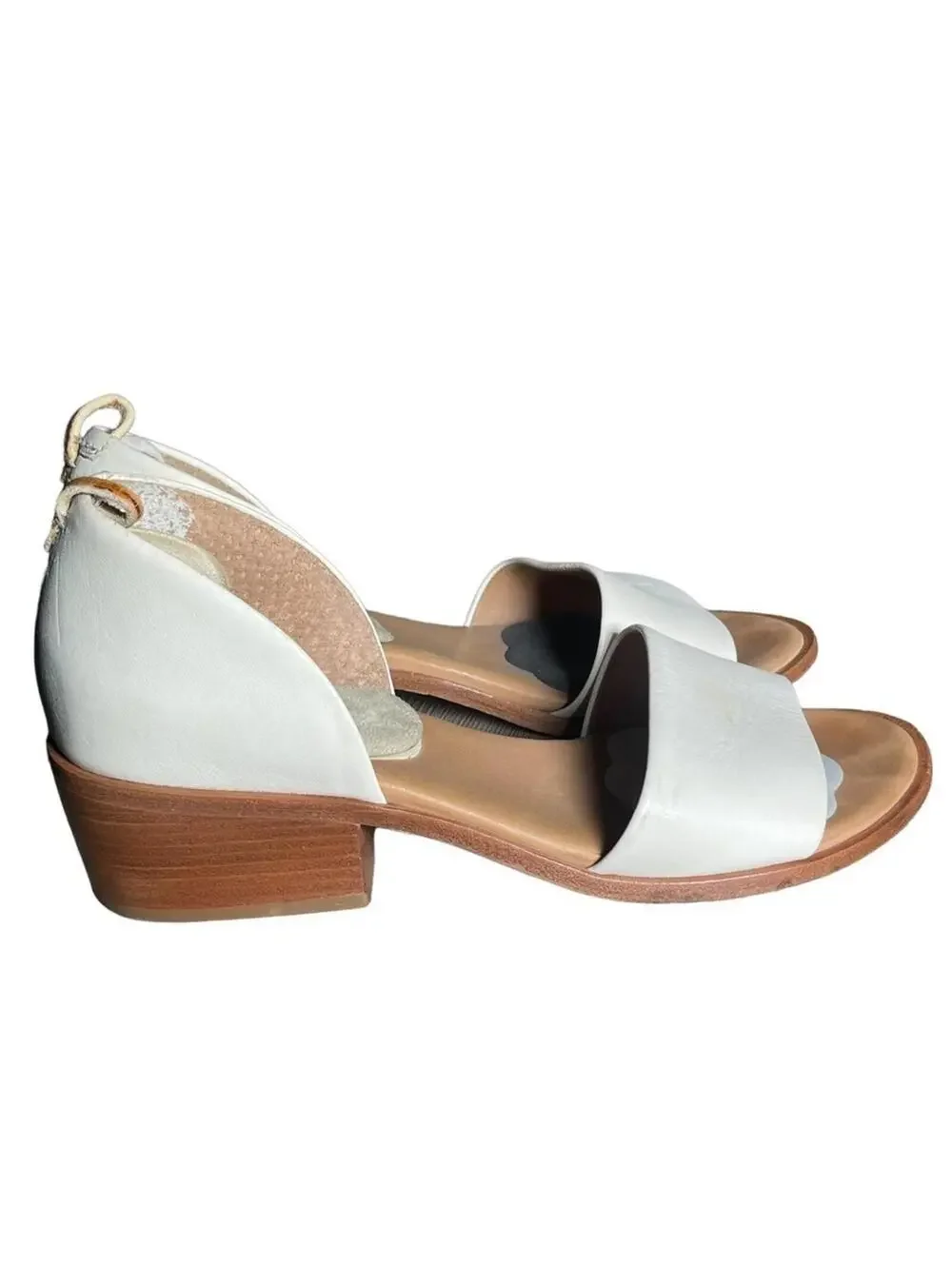 Steven Alan White Leather Wander D’Orsay Sandals Block Heel Size 8